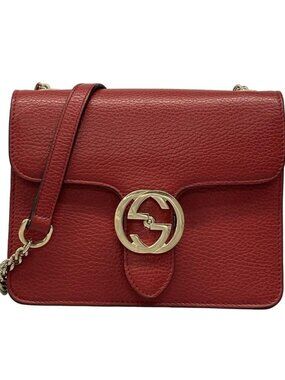 Gucci Shoulder Bag Interlocking Red Leather